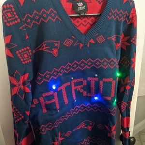 NE Patriots Light Up Holiday Sweater Women's S